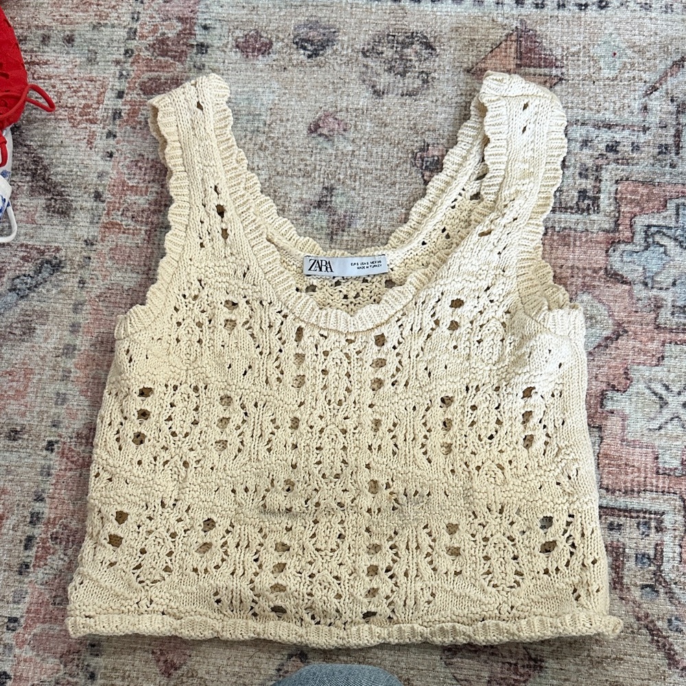 Zara Beige Crochet Tank Top